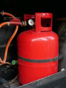 Propane gas bottle red