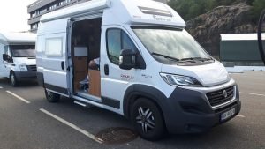 Campervan with the side door open