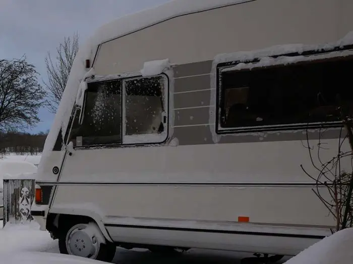 Hymer covered in snow