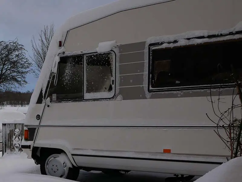 Hymer covered in snow