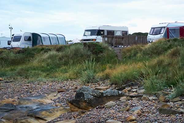 Hymer at West Beach Caravan Park in Hopeman